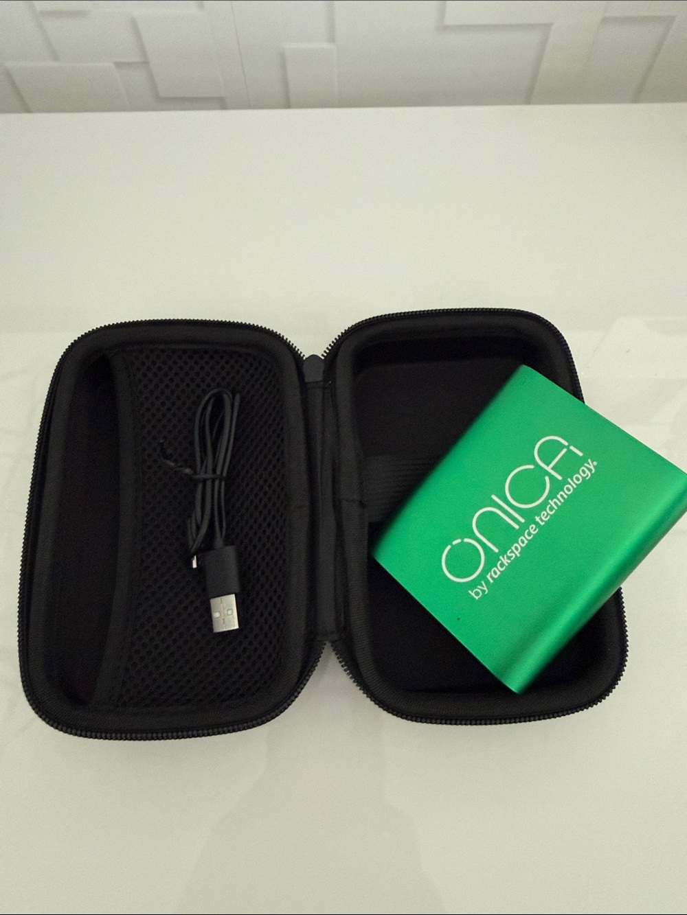 Onica Green Portable Power Bank with USB Cable and Zip Carry Case